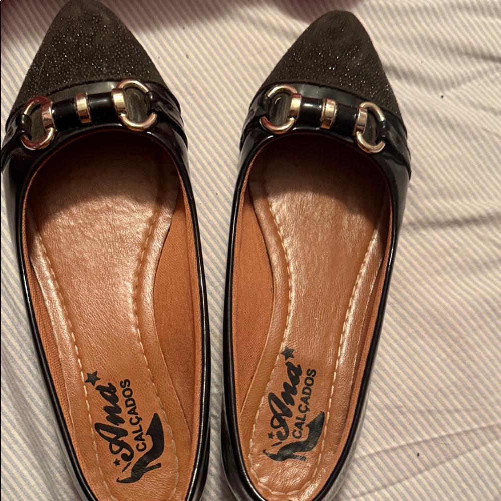 a.n.a Black and Gold Women's Flats